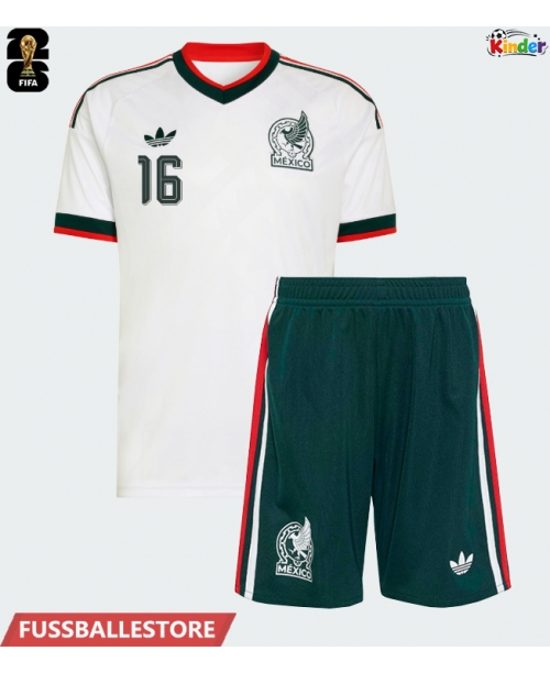 Günstige Mexiko Julian Quinones #16 Auswärts Trikotsatzt Kinder WM 2026 Kurzarm (+ Kurze Hosen)